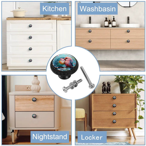 Image showcasing Top Shelf 4 Pack Cute Bird Cabinet Knobs And Drawer Pulls Featuring Slick Crystal Glass Finish And Hella Sturdy Rust Proof Hardware For Kitchen Cupboards Dressers And Wardrobes That Truly Vibe With Your Space in various settings.