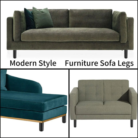 4 Pack Adjustable Metal Furniture Legs 6 Inches High supporting elegant sofas, showcasing solid support and easy leveling.