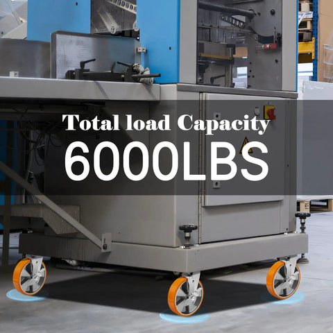 Rock Solid Heavy Duty Eight Inch Casters Set Of Four With Swivel Brakes on industrial machine with 6000 lbs load capacity.