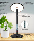 Full Spectrum Grow Light For Indoor Plants, 20W Aluminum Desktop Lamp With 7 Dimmable Settings, Touch Control, Tabletop Use