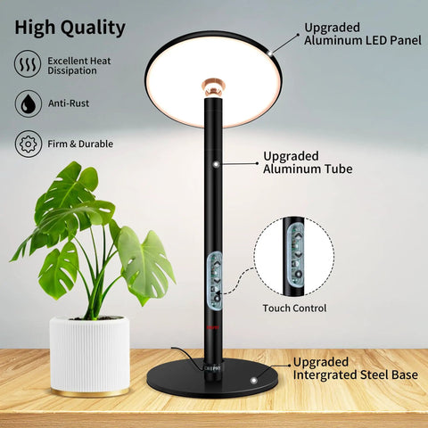Full Spectrum Grow Light For Indoor Plants, 20W Aluminum Desktop Lamp With 7 Dimmable Settings, Touch Control, Tabletop Use