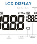 LCD display of 2 In 1 pH And Temperature Monitor Kit With BNC Probe Auto Buffer Recognition 0 To 14 pH Range, showing readings and indicators