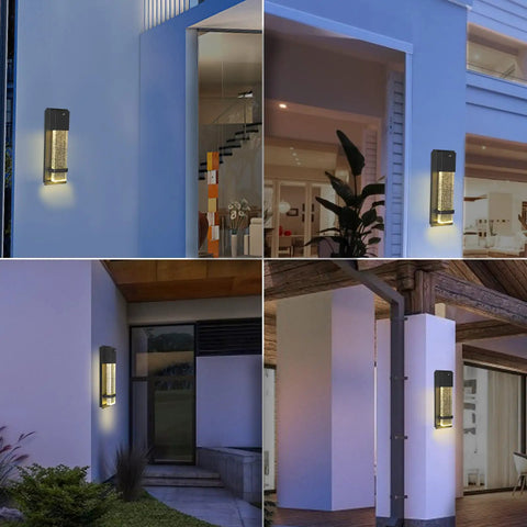 Outdoor Dusk To Dawn Wall Lights 2 Pack Black Anti Rust Exterior Waterproof Porch Lights with Bubble Crystal Glass on walls
