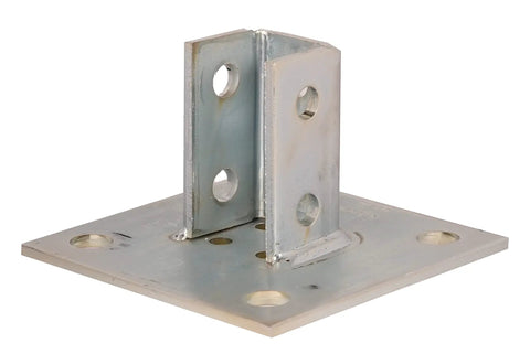 1-5/8 Inch Square Post Base Mount for 1-5/8 Inch Strut Channel Electro-Galvanized Built Tough Heavy Duty for Industrial Racks and Frames