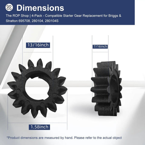 Starter Pinion Gear Replacement Kit For Lawn And Garden Small Engine Models 693058, 693059, 280104 dimensions