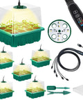 Complete 6-tray Seed Starter Tray Kit With Grow Lights And Humidity Dome 72 Cell Indoor Garden Germination Trays