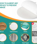 Heavy Duty 3.15 White Silicone Door Stopper Bumpers 6 Pack Wall Protectors on various surfaces to prevent damage.