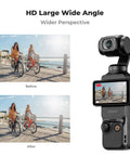 Wide Angle Lens For DJI Osmo Pocket 4 3 With 112 Degree Field Of View Snap On Magnetic Attachment Multi Coated Optical Glass demonstration