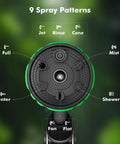 9 spray patterns dial on Heavy Duty Metal 2-In-1 Garden Hose Wand With 9 Spray Patterns and Thumb Flow Control