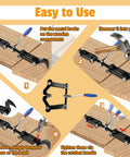 Steps showing Heavy Duty Beam Puller Tool With Iron Hooks And Reversible Ratchet for framing clamping travel four point five three inch