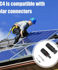 Installer using 40 Piece Solar Panel Connector Kit With Male And Female Multi Pin PV Connectors IP67 Waterproof 1000V 30A on roof