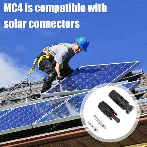 Installer using 40 Piece Solar Panel Connector Kit With Male And Female Multi Pin PV Connectors IP67 Waterproof 1000V 30A on roof