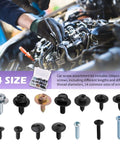 Mechanic using 160 Piece Metal Car Screw Kit With 14 Size Options Pan Head Self Tapping Screws DIY Friendly Retainer Clips