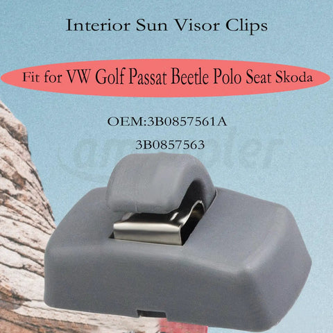 Volkswagen Interior Sun Visor Hook Clip Bracket Set 2 Pcs Replacement For Beetle Lupo EOS Golf GTI Mk4 Jetta Polo
