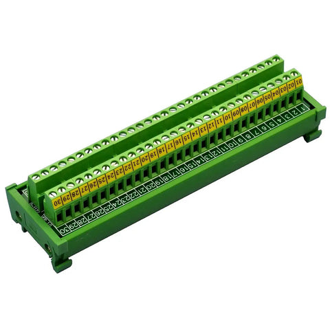 DIN Rail Mount 30-Position Screw Terminal Block Distribution Module With 24A Per Position, 400V Rating, front view