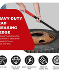 Person using Heavy Duty Bead Breaker Tool For Tire Removal And Maintenance Rugged Bead Breaking Wedge on a truck tire