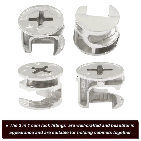 Heavy Duty Zinc Alloy Cam Lock Fasteners 20 Pack With Knockout Grip Cabinet Assembly And Plywood Repair Using 15 Mm Connector Bolts assorted fittings
