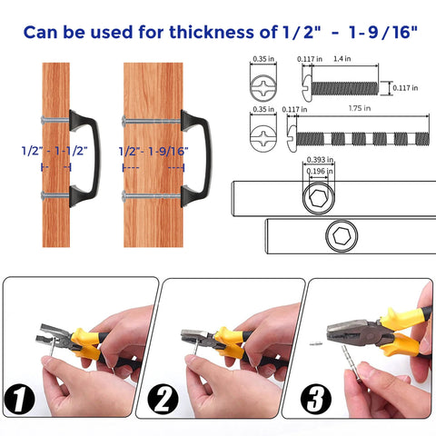 Diagram of Matte Black Kitchen Cabinet Handles Set Of 10, 4-3/4 Inch Length, 3-3/4 Inch Hole Centers installation process.