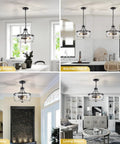 Firedanz 3-Light Glass Pendant Light, Height Adjustable in dining room, kitchen island, entryway, and living room settings.