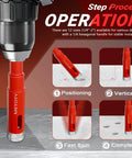 Rock Solid 6 Piece Diamond Hole Saw Drill Bit Set With Serrated Pilot For Ceramic Glass Tile Marble Granite Dry Or Wet Drilling High Precision Kit, showing step-by-step operation for various sizes.