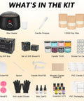 Complete DIY Candle Making Kit With Digital Soy Wax Melt Warmer, Jars, Wicks, Dyes, Essential Oils, Molds, Gloves, Spoon, Gift Box