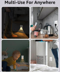Built Different USB C Wall Outlets With Built In Night Lights And 4.8A Fast Charging Ports Tamper Resistant Electrical Receptacles in various home settings.