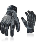 Rugged Leather Heavy Duty Work Gloves For Pros Mechanic Grade Water Resistant Impact Protection Gray Large