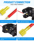 Nylon Spade Electrical Connectors Kit 60 Pieces Heavy Duty Copper Crimp Terminals For Car Audio Marine House Projects Anti Corrosion Visual Inspection Translucent Shells Easy Wire Work Fix shown with crimping pliers