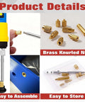 Pro Grade Heat Set Thread Insert Tool Kit for M2, M2.5, M3, M4, M5, M6, M8 with Soldering Tip and Adapter for Plastic 3D Printer Components TS100 TS101 Includes Durable Storage Case for Easy On-The-Go Use showing brass knurled nuts and tool