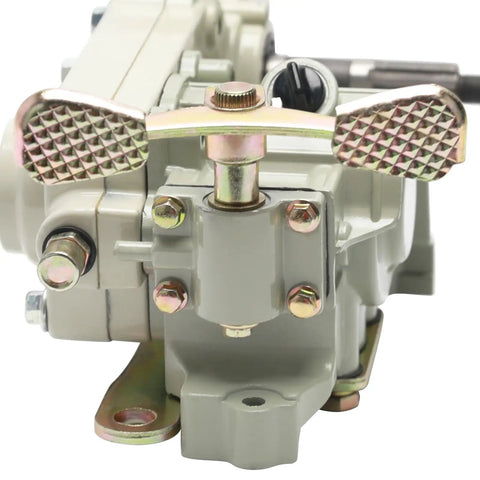 Close-up of Beefed Up Reverse Gearbox For 4x4 ATV Quad Go Kart And Trike 150cc To 300cc Engine Transfer Case metallic components
