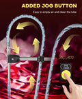 Pro Grade Liquid Filling Machine 1 To 100 Oz Bottle Filler with Foot Pedal showing jog button and arrows for air tube cleaning.