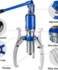 Heavy Duty 20 Ton Hydraulic Bearing Puller Set Featuring 2 Jaw And 3 Jaw Attachments for precise extraction, showcasing oil switch and adjustable handle.
