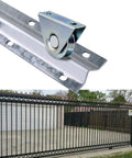 Galvanized Inverted Sliding Door Track, 12 Ft Rail For Sliding Doors And Driveway Gates, Heavy Duty Railing Track