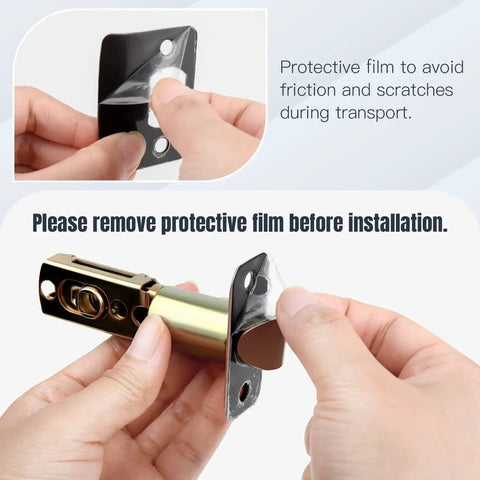 Removing protective film from Heavy Duty Front Door Handle Set With Deadbolt And Reversible Lever Matte Black Exterior Lock Set