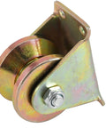 2 Inch V Groove Wheel Set For Sliding Gates, Electroplated 1045 Steel Heavy Duty Caster With V Shape Bracket, side view