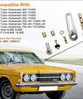 21-Inch Transmission Column Shift Linkage Kit for GM TH-200 200-4R TH-350 TH-400 4L60 4L60E 4L80E 700-R4 Universal Plug-and-Play Complete Kit With Rod Ends, Bushings, Washers, Nuts And Bolts, shown with GM compatible parts and classic car