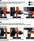 Installation guide for Hub Motor Nut And Washer Kit For Electric Bikes with illustrations on spacer adjustments for M16 shafts.