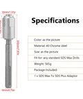 Beefy SDS to SDS Plus Drill Adapter For Rotary Hammers with dimensions and specifications chart.