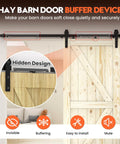 Silent Soft Close Barn Door Hardware Kit With Adjustable Stopper And Damper For Sliding Doors Between 88 And 132 Pounds Universal Top Track Fit No Drilling Required Includes Two Spacers Black Finish