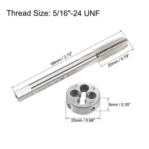 5/16-24 UNF Tap And Die Set HSS Right Hand For Quick Thread Repair And Machining Round Threading Die Included Pro Grade Tool