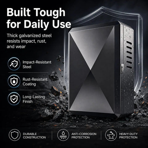 Lockable Outdoor Charger Enclosure Box Built From Heavy Duty Steel with impact-resistant design and rust-proof finish.