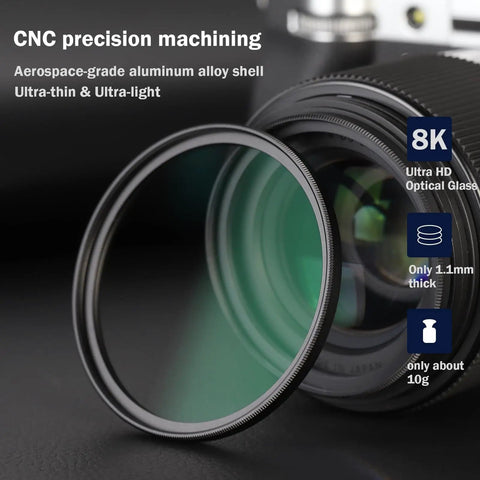Ultra Slim 49mm UV Filter With Multicoated Water Repellent Nano Coatings For Scratch Resistant Lens on camera lens