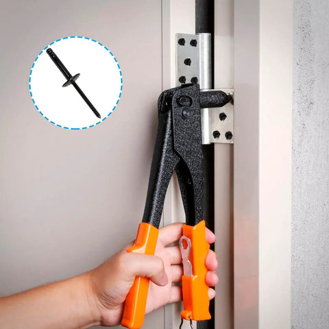 Using tool to install 50 Pack Black Aluminum Tri Fold Exploding Pop Rivets Three Sixteenths Inch Grip One Inch Length Five Eighths Inch Flange
