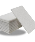 Premium Scuff Pads 10 Pack 6X9 Inch 2000 Grit Heavy Duty Scrubbing Pads For Auto Body Prep And Woodworking stacked with one pad leaning.