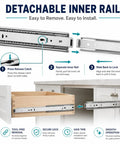 Heavy Duty Stainless Steel Drawer Slides 500 Lb Capacity Full Extension Rails Side Mount Industrial Grade Built To Haul Heavy Loads With Smooth Quiet Operation 2.5mm Steel Build detachable inner rail with lock for cabinet drawer