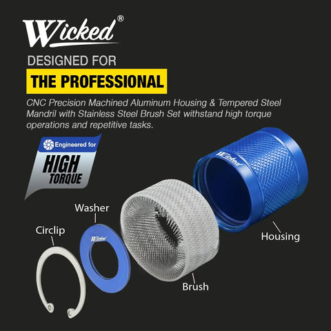 Rugged Pro Grade Copper Pipe Cleaner Set For One Half Inch, Three Quarters Inch And One Inch Pipes with labeled parts display