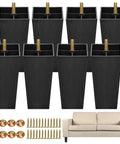 8 Pack 5.7 Inch Plastic Furniture Legs For Sofas Chairs Cabinets Dressers And Beds Square Tapered Feet With M8 T Nuts And Screws In Black Easy To Install Heavy Duty Replacement