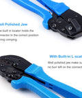 Knoweasy Powerpole Crimper Handles 15 30 And 45 Amp Connectors For Anderson Powerplugs with blue handles and polished jaws for crimping.