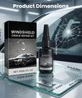 Windshield Chip Repair Kit For Quick Fixes 2026 Glass Repair Liquid Lets You Patch Cracks Fast In Car Windows Windshields And Rearview Mirrors Includes Blade And 5 Curing Films For Easy Cash-Saving Repairs shown with dimensions and bottle on glass