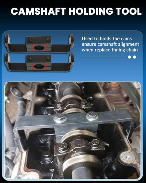 Ford Engine Timing Tool Kit For 4.6L 5.4L And 6.8L V8 With 2 Valve And 4 Valve Heads Includes Camshaft Holding Tool shown in use